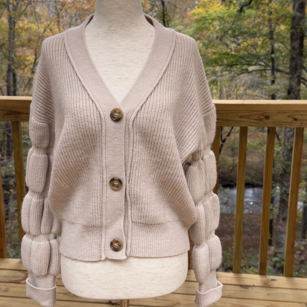 Debut Knit Cardigan Ivory/Cream Button Front Size Large